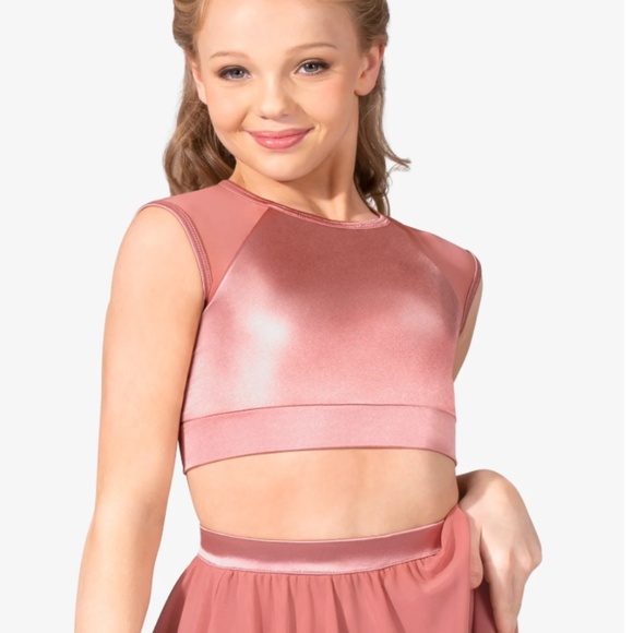 Double Platinum Girls Dance Cap Sleeve Crop Top - CM - Picture 1 of 3